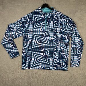 Pins & Aces Jacket Men XXL Blue Pacific Ripple 1/4 Zip Performance Golf Pullover
